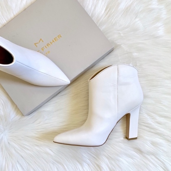 Marc Fisher Shoes - Marc Fisher Miggi Pointed Toe White Leather Bootie